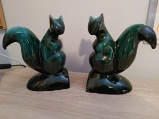 Vintage Blue Mountain Pottery Squirrel Book Ends