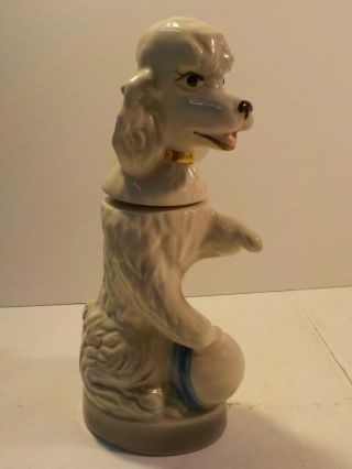 N Vintage White Penny Poodle Decanter 12 " Jim Beams Trophy Kentucky Whiskey