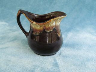 Vintage Roseville Brown Drip Glaze Pottery Creamer Pitcher 4 1/4” T