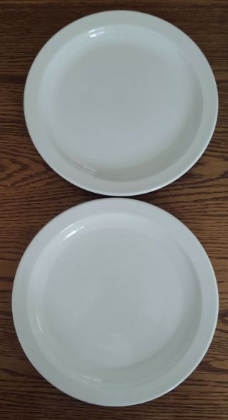 2 Vintage White Midwinter Stonehenge 10 - 1/2 " Dinner Plates Made In England
