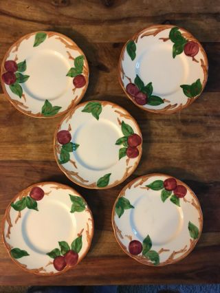 Set Of Five Franciscan Apple Pattern Dessert Plates - Made In California