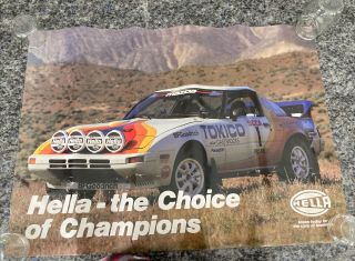 Vntg 1984 Hella Rallye Lights Advertising Poster 23.  5” X 32” Mazda Rx7 Rally Car