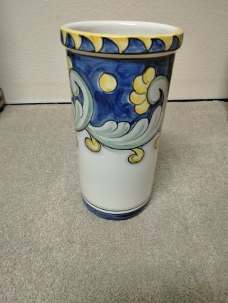 Societa Umbra Maurizi Anastasi Made In Italy Blue/yellow Vase