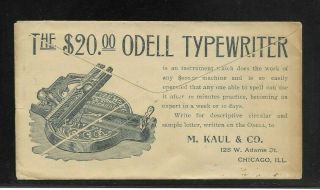 Typewriter Advertising Cover 1894 Odell Typewriter M.  Kaul Co With Chicago Machi