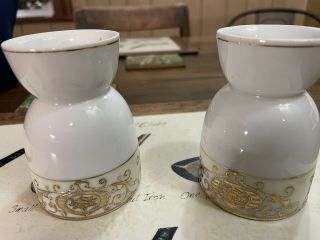 2 Pc Vintage Noritake Made In Japan Christmas Ball Gold Egg Cup 16034 2