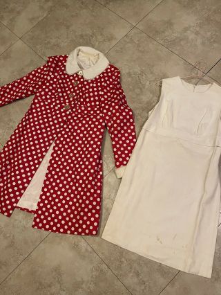 Vintage 1960s Big Red And White Polka Dot Coat And Dress