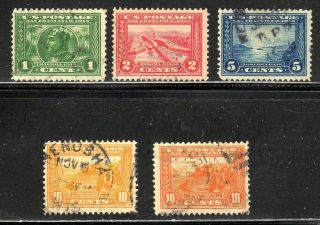 U.  S.  Stamps 397 - 400a (5) - - - Panama - Pacific Expo Set — Perf 12 — 1913 - -