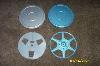 Vintage Blue Metal Compco Corp 8mm Film Reel 7 " Chicago Plastic Gray Reel Case