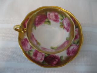 Vintage Royal Albert Crown China Old English Rose Cup and Saucer Heavy Gold 2