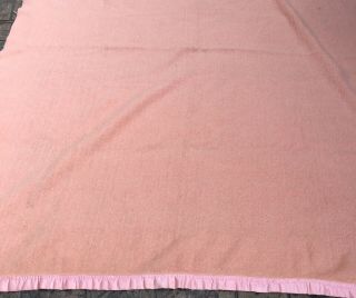 Vintage Wool Blanket Dusty Rose Pink Heavy Satin Binding Trim 70 X 88