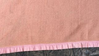 Vintage Wool Blanket Dusty Rose Pink Heavy Satin Binding Trim 70 X 88 2