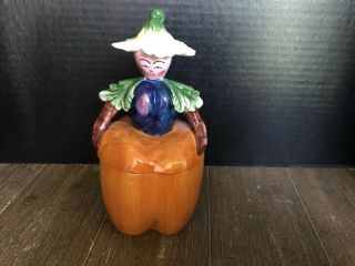 Vintage Neiman Marcus Orange Fruit Italian Ceramic Canister Jar Anthropomorphic