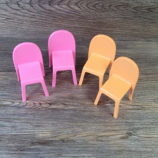 Barbie Dream House 2018 Replacement Part - Pink & Orange Chairs Set Of 4