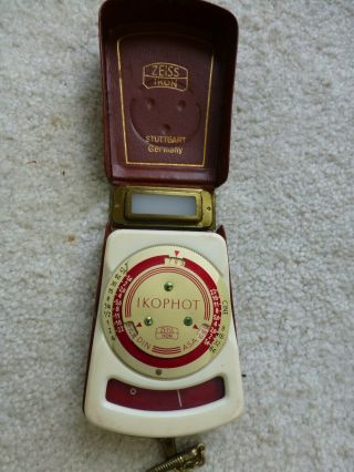 Zeiss Ikon German Ikophot Vintage Camera Light Exposure Meter Leather Case