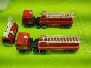 2 Vintage 1987 Toys Fire Truck County Ladder Co.  3 Plus 1 Fire Truck 1988 Remco