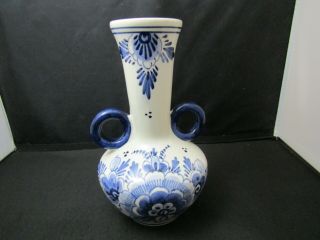 Vintage Delft Vase Handpainted Holland Blue And White Pottery