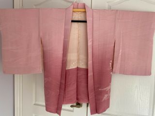 Vintage Japanese Pink Ombre Silk Shibori Happi Coat Haori
