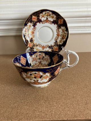 Vintage Royal Albert Tea Cup,  Saucer In Pattern Derby.  Imari Colors Number 4534