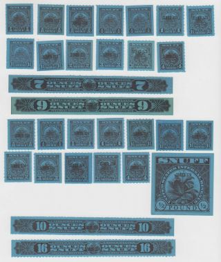 30 Different Never Hinge Snuff Stamps For Years 1917,  1953 And 1954