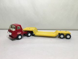 Vintage Tonka Low Boy Lowboy Flatbed Semi Tractor Trailer Yellow Red