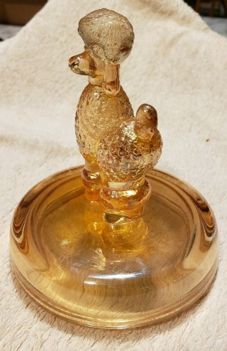 Vintage Poodle Marigold Carnival Glass Lid Powder Jar 3