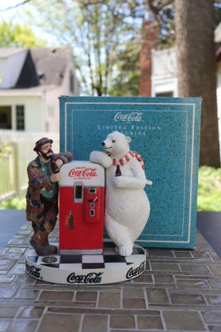 Vtg Coca Cola “cool Off With Coke” Emmett Kelly & Polar Bear Figurine