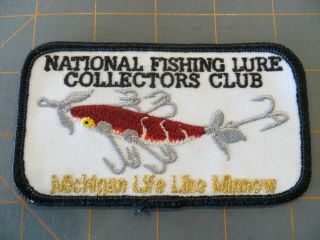 Vintage Fishing Patch - Nflcc Michigan Minnow - 4 1/2 X 2 1/2 Inch