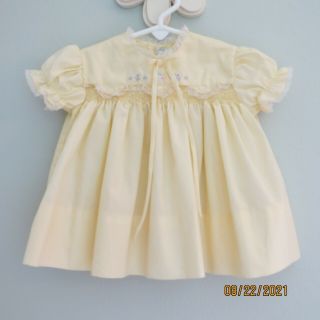 Vintage Cherubs Baby Yellow Duck Embroidered Smocked Dress 0 - 3 Months Reborn