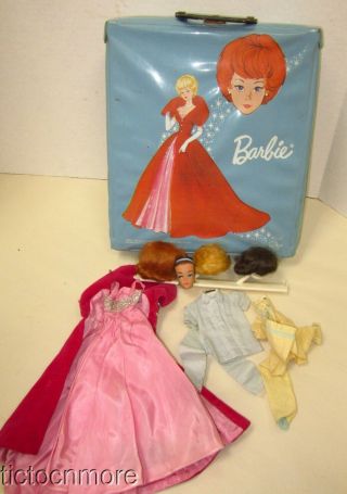 Vintage Barbie Fashion Queen Wig Wardrobe Doll Head & Wigs,  Clothes,  Case