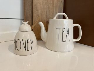 Rae Dunn Ceramic Tea Pot W/ Honey Jar