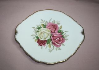 Vintage Queen Anne " Lady Sylvia " Tea Roses Cake Plate Fine Bone China England