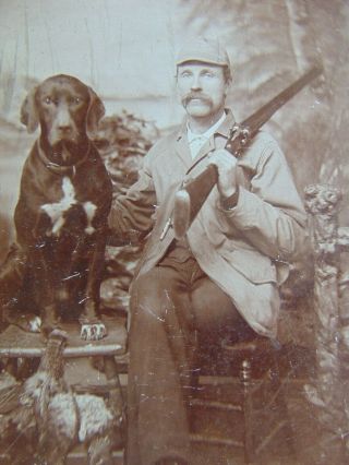Antique Cabinet Card Photograph - The Hunter & His Dog