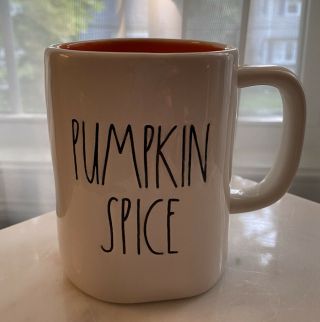 Rae Dunn Pumpkin Spice Mug Coffee Ll Double Side 2017 1st Edition W/ Heart