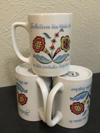 3 Berggren Swedish Coffee Mugs Kaffetaren Den Basta Ar Av Alla Jordiska Drycker