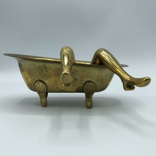 Unique Vintage Brass Bathtub Soap Dish Art Deco Legs