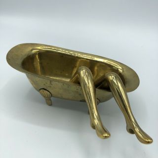 Unique Vintage Brass Bathtub Soap Dish Art Deco Legs 2