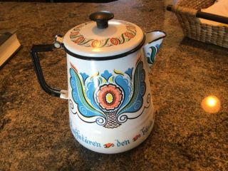 Vintage German Enamelware Enamel Coffee Pot/teapot Graniteware Unique