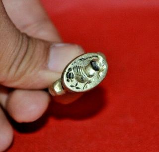 Rare Ancient Roman Empire Legionary Bronze Warrior Intaglio Ring " The Beast "