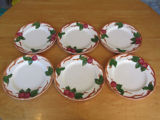 Set Of 6 Franciscan Earthenware Apple Pattern Dinner Plates