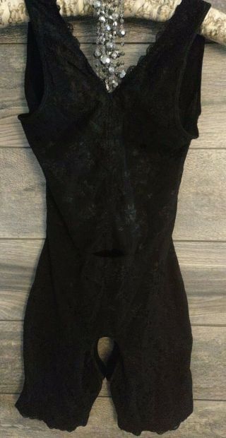 Vintage Girdle Teddy Shaper Bodysuit Bra Wire Crotchless Sz Large Black