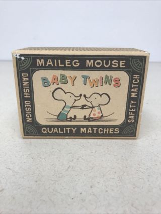 Maileg Matchbox Baby Mouse Twins Blanket And Bed.  Ix