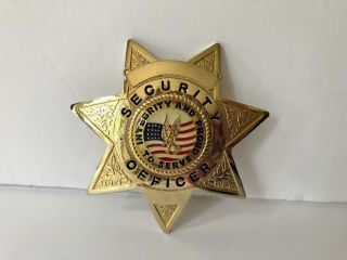 Vintage Metal Security Officer Star Badge Integrity And Proud To Serve