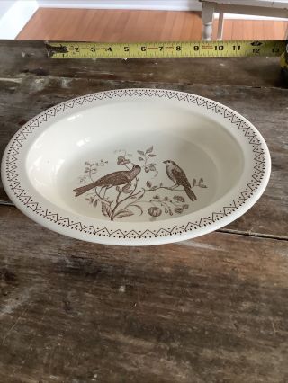 Aviary Wedgwood 10” Oval Serving Bowl Dish￼ Brown Bird Pattern Vintage
