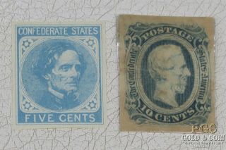 2 Confederate Postage Stamps 10c Civil War Era 20182