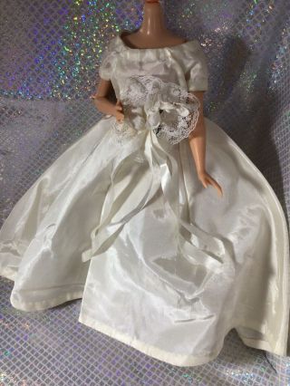Satin Lace Ivory Barbie Doll Curvy Dress Gown Wedding Vintage Handmade?beauty