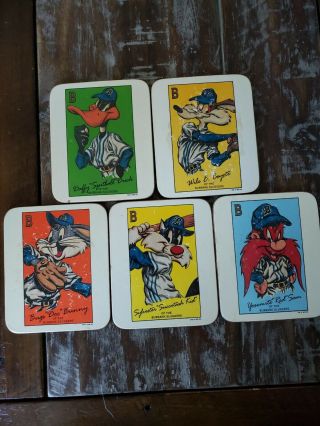 Set Of 5 Vintage Looney Tunes Drink Coasters Sluggers 1993 Warner Bros Bugs