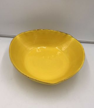 Alfa Italy Italian Pottery Large Fruit Bowl Handmade Half Bowl Unique Yellow