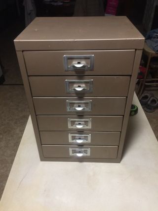 Vintage Metal Filing Cabinet 6 Drawer 19”tall