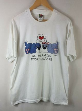 Notre Amour Pour Toujours Tshirt Xl Extra Large Vintage Single Stitch Puppy Love