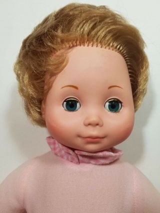 Fisher Price My Sleepy Baby Doll Vtg 1978 Pink Gingham Blonde Blue Eyes 207
